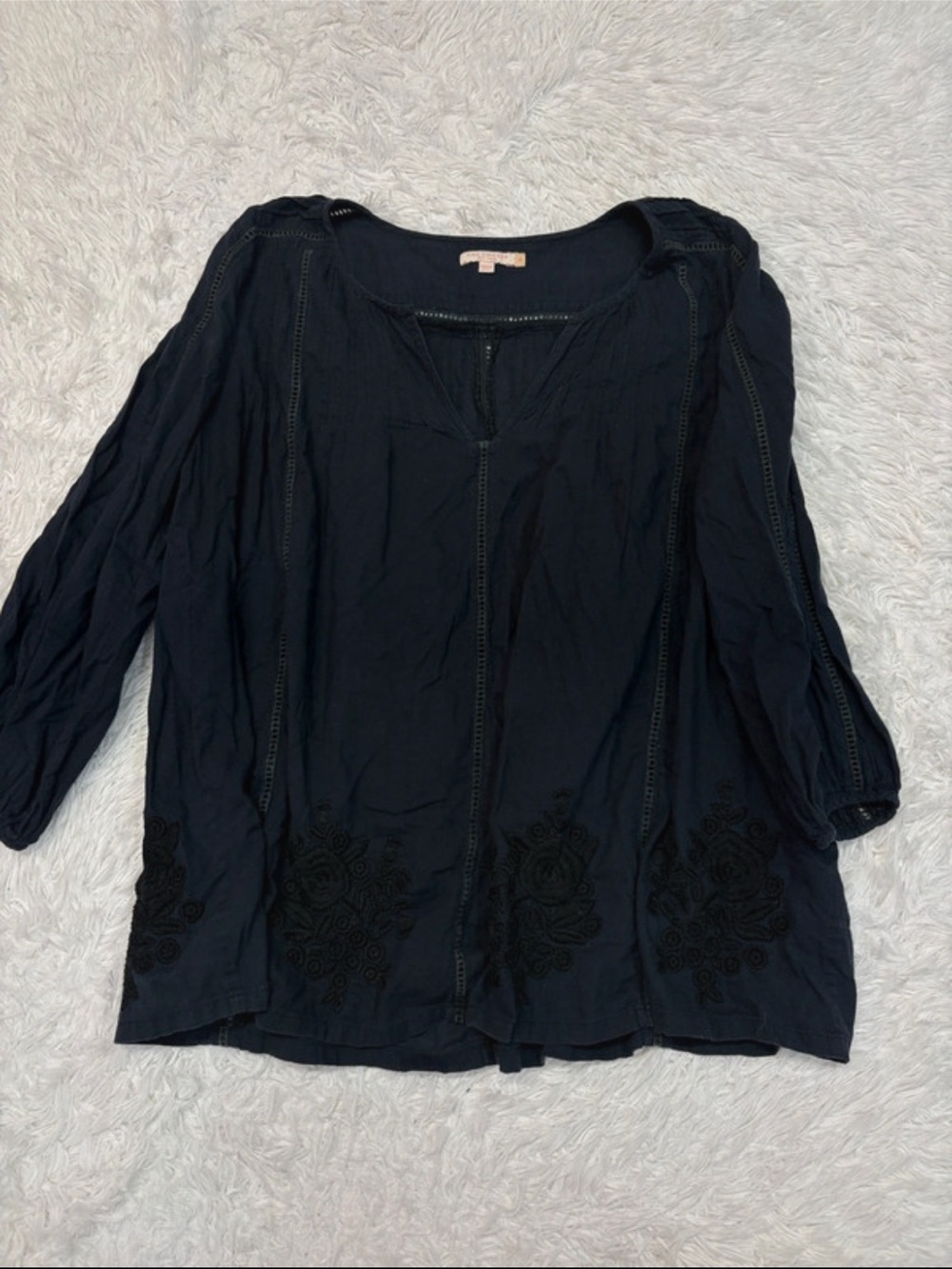 Pink chicken Women’s Navy Embroidered Boho Top
